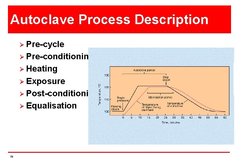 Autoclave Process Description Ø Pre-cycle Ø Pre-conditioning Ø Heating Ø Exposure Ø Post-conditioning Ø