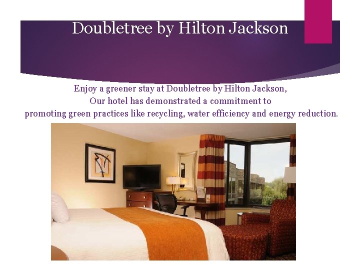 Doubletree by Hilton Jackson Enjoy a greener stay at Doubletree by Hilton Jackson, Our