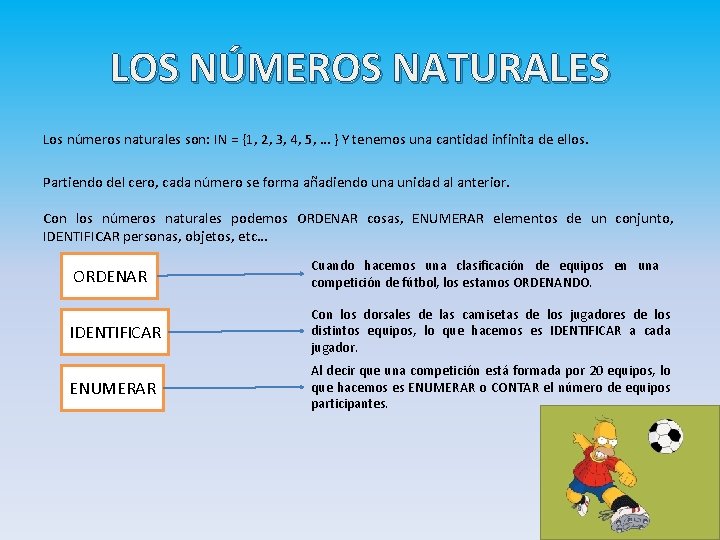 LOS NÚMEROS NATURALES Los números naturales son: ΙΝ = {1, 2, 3, 4, 5,