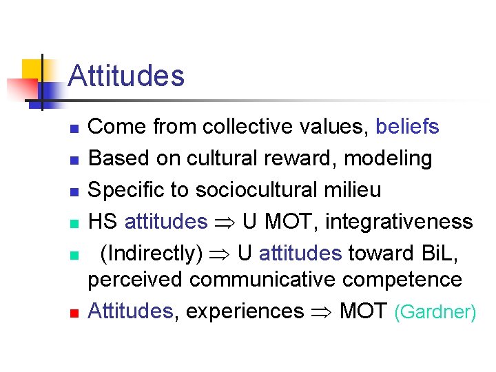 Attitudes n n n Come from collective values, beliefs Based on cultural reward, modeling Attitudes n n n Come from collective values, beliefs Based on cultural reward, modeling
