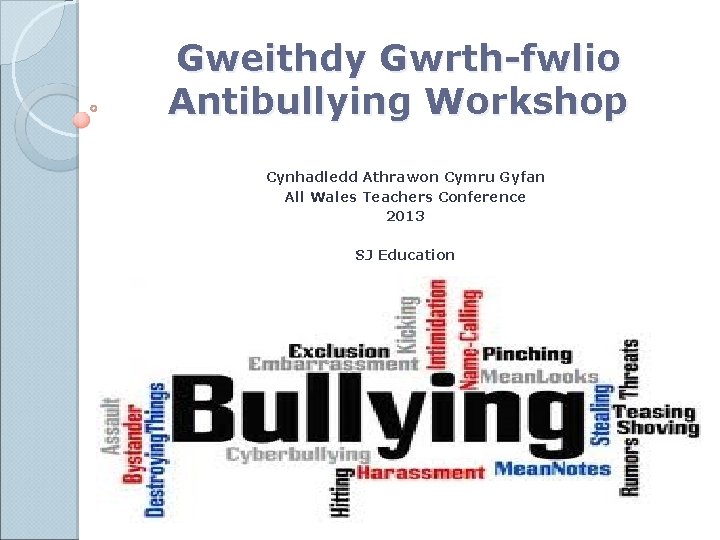Gweithdy Gwrth-fwlio Antibullying Workshop Cynhadledd Athrawon Cymru Gyfan All Wales Teachers Conference 2013 SJ