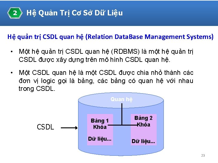 2 Hệ Quản Trị Cơ Sở Dữ Liệu Hệ quản trị CSDL quan hệ