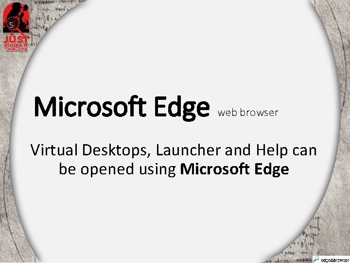S Microsoft Edge web browser Virtual Desktops, Launcher and Help can be opened using