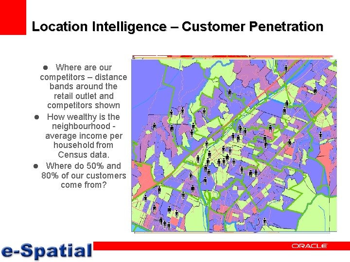 Location Intelligence – Customer Penetration Where are our competitors – distance bands around the