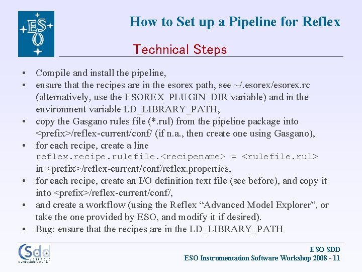 How to Set up a Pipeline for Reflex Technical Steps • Compile and install