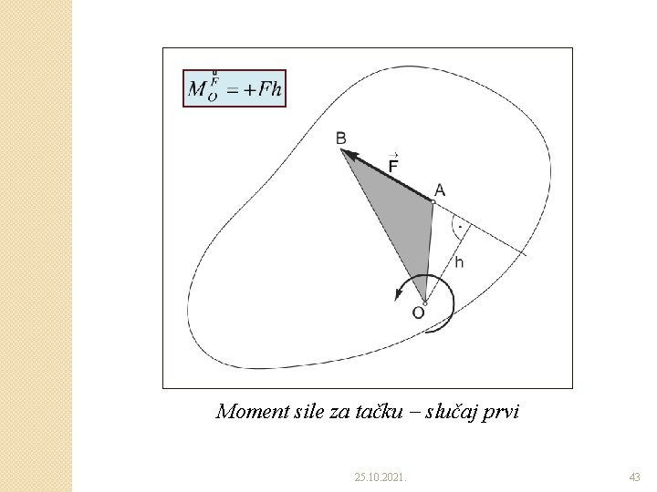 Moment sile za tačku slučaj prvi 25. 10. 2021. 43 