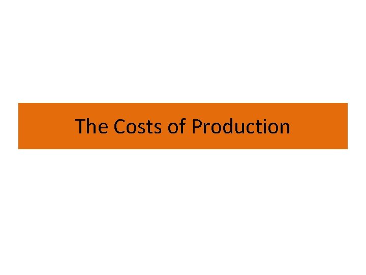 The Costs of Production 