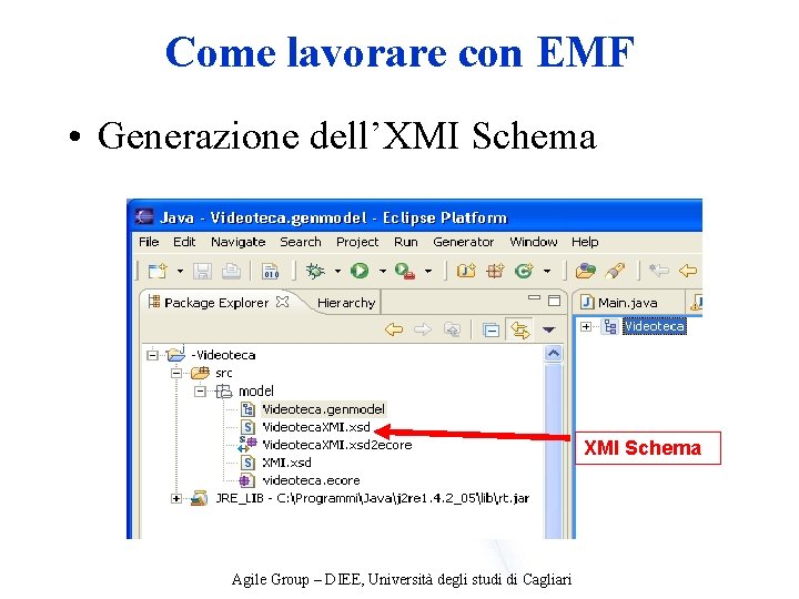 Come lavorare con EMF • Generazione dell’XMI Schema Agile Group – DIEE, Università degli