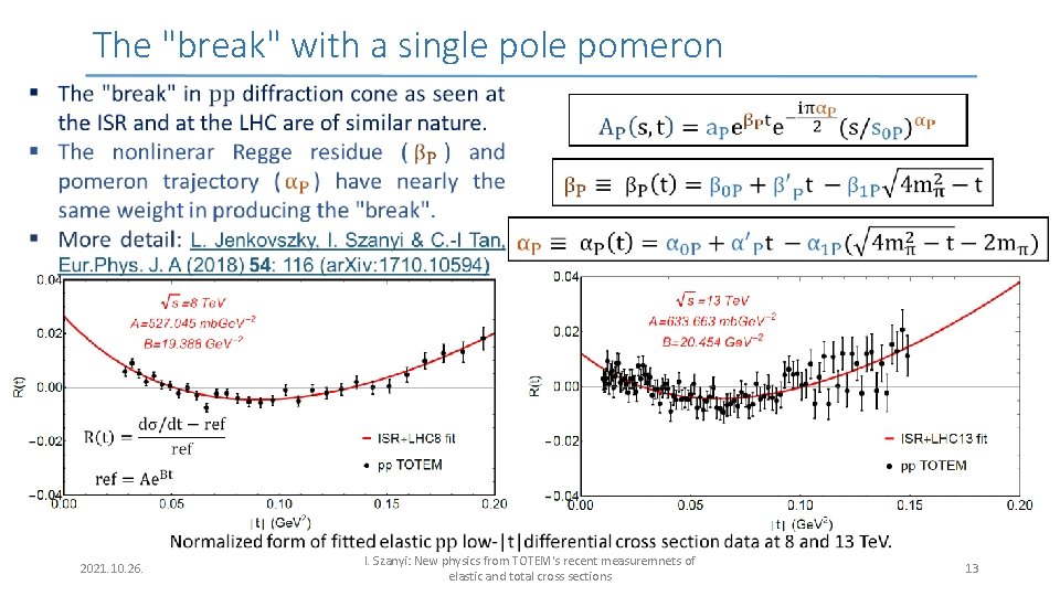 The "break" with a single pomeron 2021. 10. 26. I. Szanyi: New physics from