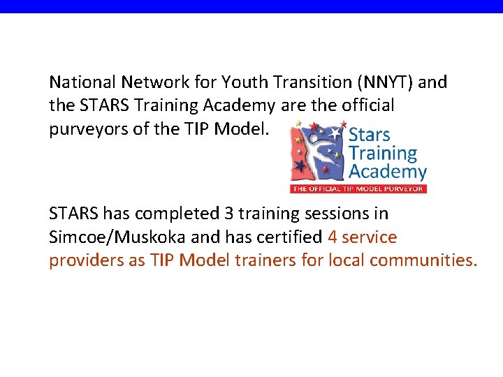 National Network for Youth Transition (NNYT) and the STARS Training Academy are the official