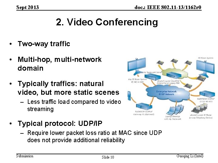 Sept 2013 doc. : IEEE 802. 11 -13/1162 r 0 2. Video Conferencing •