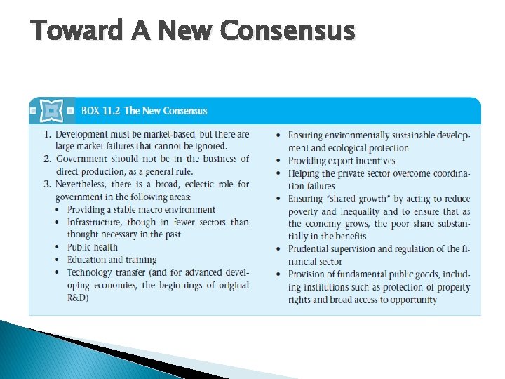 Toward A New Consensus 
