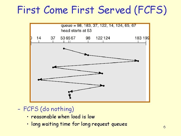 First Come First Served (FCFS) – FCFS (do nothing) • reasonable when load is