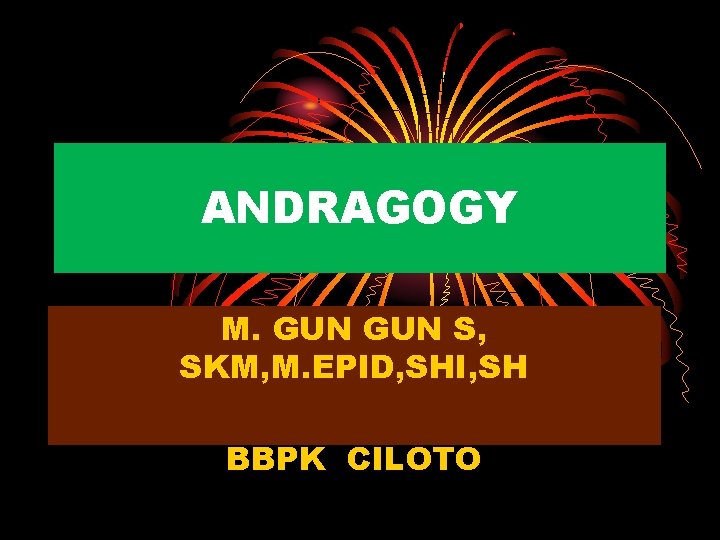 ANDRAGOGY M. GUN S, SKM, M. EPID, SHI, SH BBPK CILOTO 