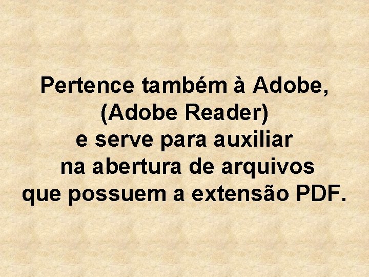 Pertence também à Adobe, (Adobe Reader) e serve para auxiliar na abertura de arquivos