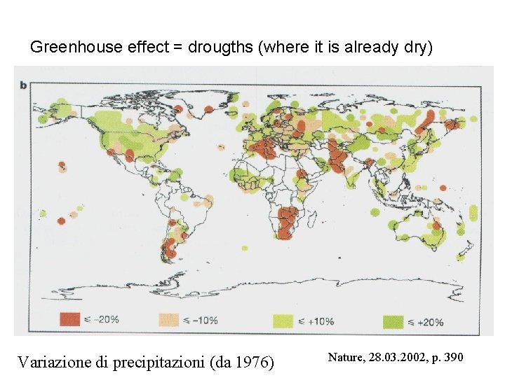 Greenhouse effect = drougths (where it is already dry) Variazione di precipitazioni (da 1976)