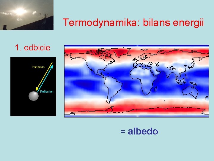 Termodynamika: bilans energii 1. odbicie = albedo 