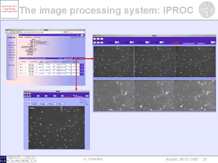 The image processing system: IPROC G. Paolella Napoli, 18/12/ 2007 33 