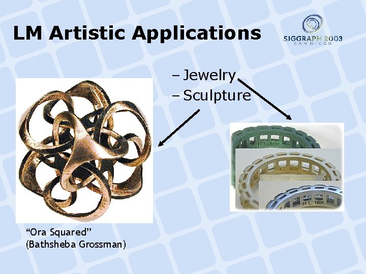 LM Artistic Applications – Jewelry – Sculpture “Ora Squared” (Bathsheba Grossman) 