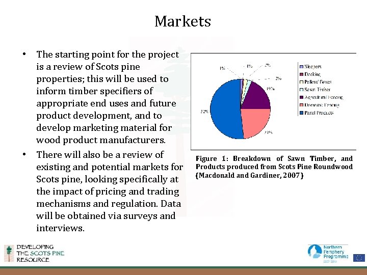 Markets • The starting point for the project is a review of Scots pine