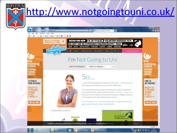 http: //www. notgoingtouni. co. uk/ 