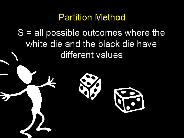 Partition Method S = all possible outcomes where the white die and the black