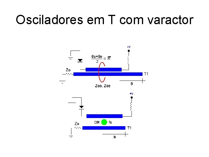 Osciladores em T com varactor 