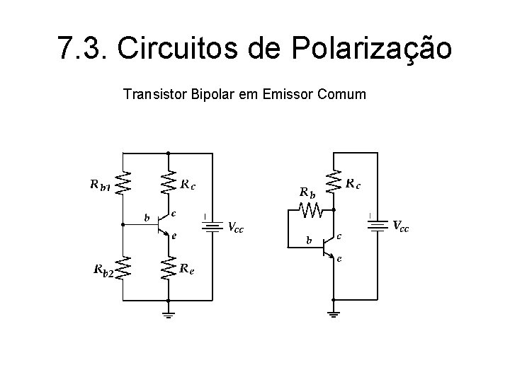 7. 3. Circuitos de Polarização Transistor Bipolar em Emissor Comum 