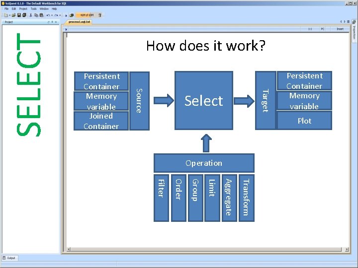 Target Persistent Container Memory variable Joined Container Source SELECT How does it work? Select