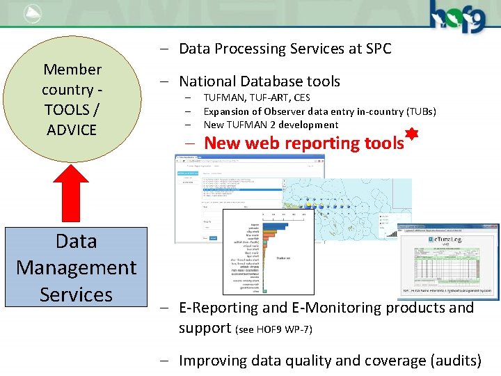 - Data Processing Services at SPC Member country TOOLS / ADVICE Data Management Services