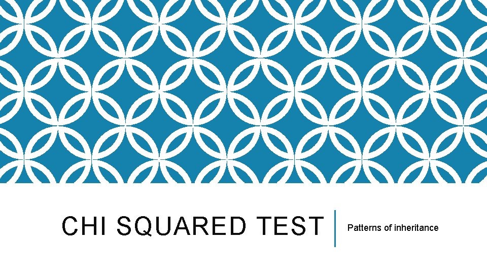 CHI SQUARED TEST Patterns of inheritance 