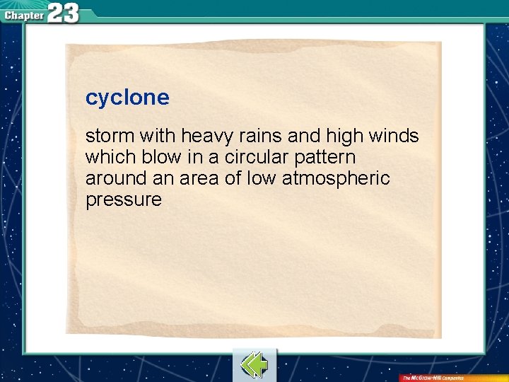 cyclone storm with heavy rains and high winds which blow in a circular pattern