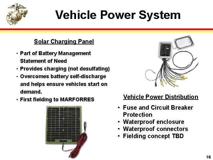 Marine Corps OnBoard Vehicle Power Joint Service Power