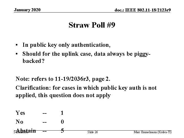 January 2020 doc. : IEEE 802. 11 -18/2123 r 9 Straw Poll #9 •