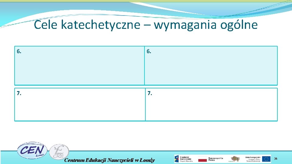 Cele katechetyczne – wymagania ogólne 5. 6. 6 7. Centrum Edukacji Nauczycieli w Łomży