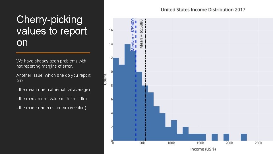 Cherry-picking values to report on We have already seen problems with not reporting margins