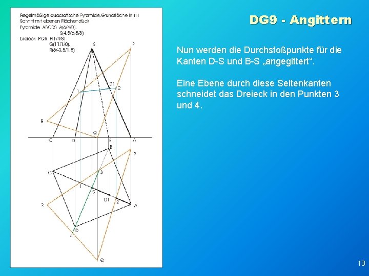 DG 9 - Angittern Nun werden die Durchstoßpunkte für die Kanten D-S und B-S