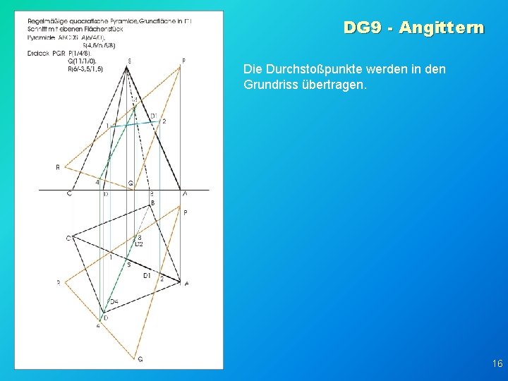 DG 9 - Angittern Die Durchstoßpunkte werden in den Grundriss übertragen. 16 