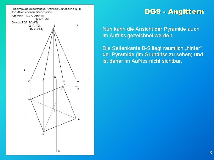DG 9 - Angittern Nun kann die Ansicht der Pyramide auch im Aufriss gezeichnet
