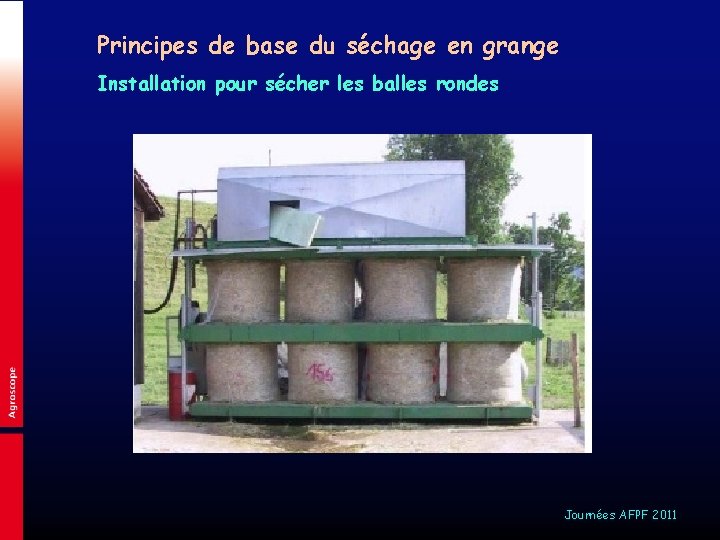 Principes de base du séchage en grange Installation pour sécher les balles rondes Journées