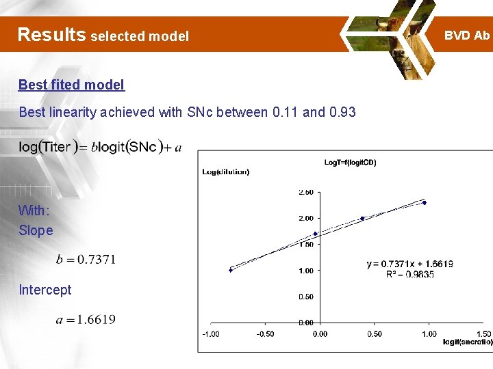 Results selected model Best fited model Best linearity achieved with SNc between 0. 11