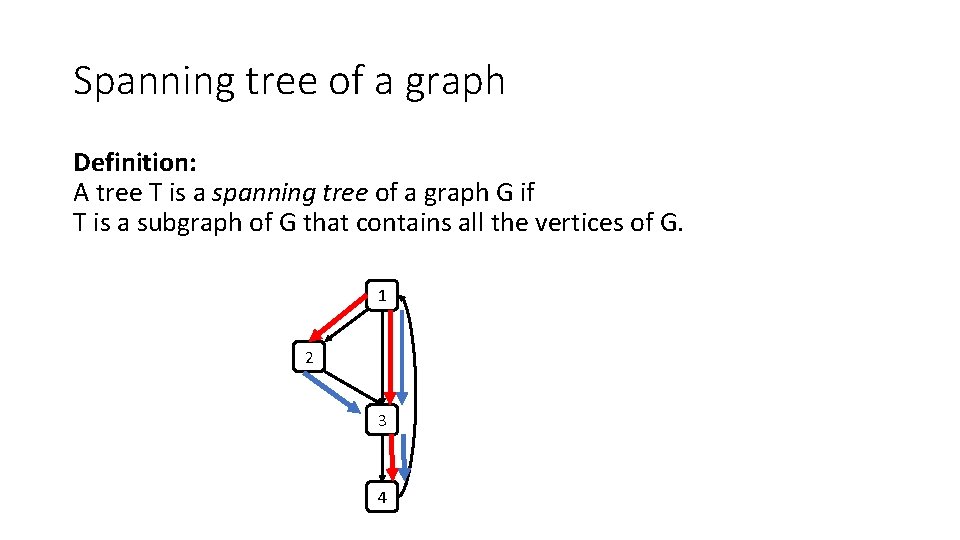 Spanning tree of a graph Definition: A tree T is a spanning tree of