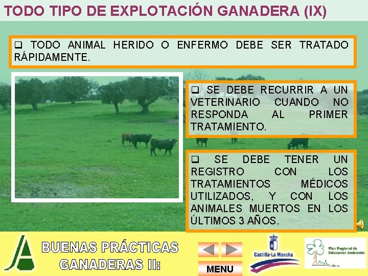 TODO TIPO DE EXPLOTACIÓN GANADERA (IX) q TODO ANIMAL HERIDO O ENFERMO DEBE SER