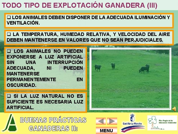 TODO TIPO DE EXPLOTACIÓN GANADERA (III) q LOS ANIMALES DEBEN DISPONER DE LA ADECUADA