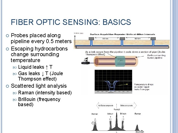 FIBER OPTIC SENSING: BASICS Probes placed along pipeline every 0. 5 meters Escaping hydrocarbons