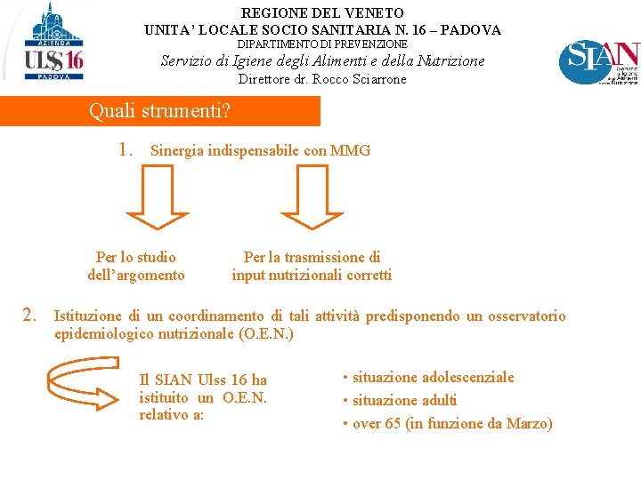 REGIONE DEL VENETO UNITA’ LOCALE SOCIO SANITARIA N. 16 – PADOVA DIPARTIMENTO DI PREVENZIONE