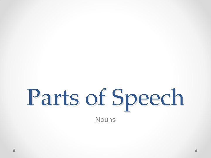 Parts of Speech Nouns 