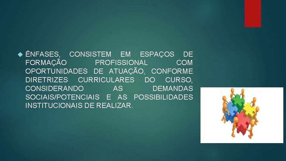  ÊNFASES, CONSISTEM EM ESPAÇOS DE FORMAÇÃO PROFISSIONAL COM OPORTUNIDADES DE ATUAÇÃO, CONFORME DIRETRIZES