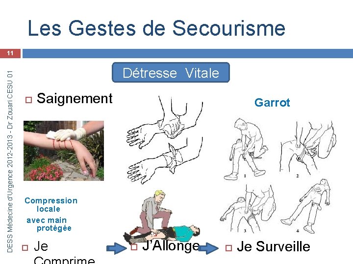 Les Gestes de Secourisme DESS Médecine d’Urgence 2012 -2013 - Dr Zouari CESU 01