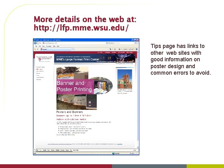 More details on the web at: http: //lfp. mme. wsu. edu/ Tips page has